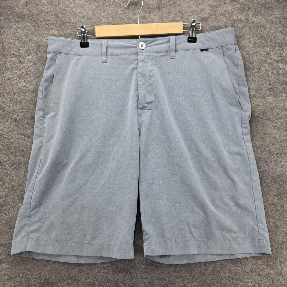 Travis Mathew Shorts Mens 36 Blue Micro Check Golf Chino Stretch 10 Inseam